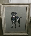 Exclusive Framed Embroidery ''Labrador'' on Grey by Ema Corcoran for Hilly Horton Home