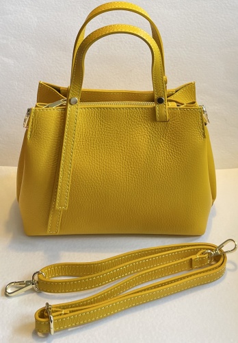 Italian Leather Duo Strap Handbag, Yellow for Hilly Horton Home