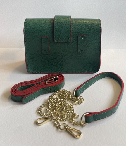Green & Red Trim Multiway Leather Handbag for Hilly Horton Home