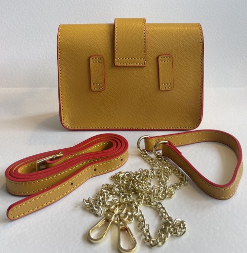 Mustard & Red Trim Multiway Leather Handbag for Hilly Horton Home