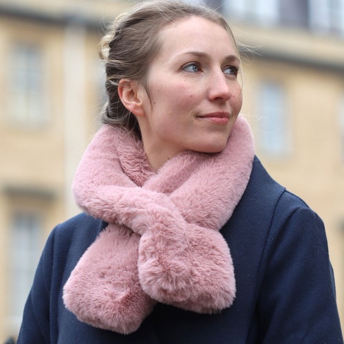 Faux Fur Loop-Through Scarf in Pink by Peace of Mind