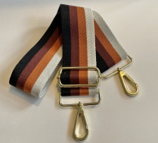 Woven Striped Handbag Strap Black, Chocolate, Orange & Cream by Hilly Horton Home