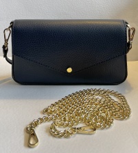 Small Italian Leather Duo Strap Handbag, Navy for Hilly Horton Home
