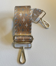 Woven Guitar Style Handbag Strap Gold with Blue & White Birds for Hilly Horton Home