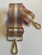Woven Guitar Style Handbag Strap Rose Pink & Gold Stripe for Hilly Horton Home