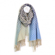Blue & Grey Ombre Chevron Scarf by Peace of Mind