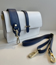 Compact, Duo Strap, Contrast White/Navy Leather Bag by Horton Home
