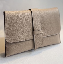 Soft Taupe, Italian Leather Clutch Handbag for Hilly Horton Home