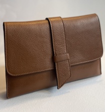 Classic Tan, Italian Leather Clutch Handbag for Hilly Horton Home