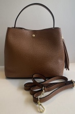 Tan Leather Tassle Handbag for Hilly Horton Home