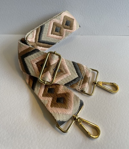 Woven Guitar Style Handbag Strap Pink, Taupe & Tan for Hilly Horton Home