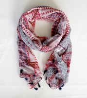 Pink & Navy Block Print scarf by Biggie Best