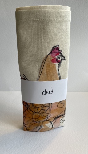 Natural Calico, Chicken Tea Towel by Dees
