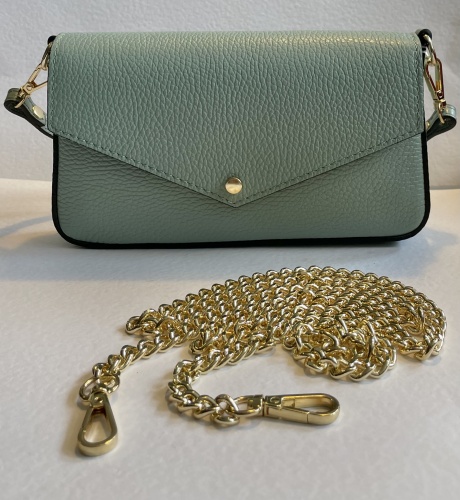 Small Italian Leather Duo Strap Handbag, Duck Egg  for Hilly Horton Home
