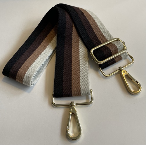 Woven Striped Handbag Strap Black, Brown, Taupe & Cream by Hilly Horton Home
