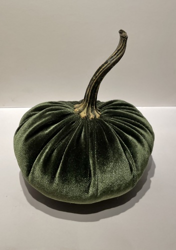 Hand Made Small Velvet Pumpkin Olive for Hilly Horton Home