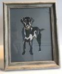 Exclusive Small, Framed, Embroidery Print ''Labrador'' on Grey by Ema Corcoran for Hilly Horton Home