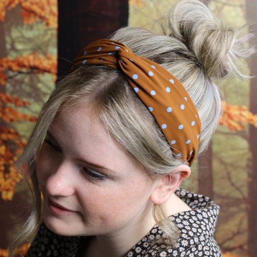 Polkadot Headband in Ginger and Blue by Peace of Mind