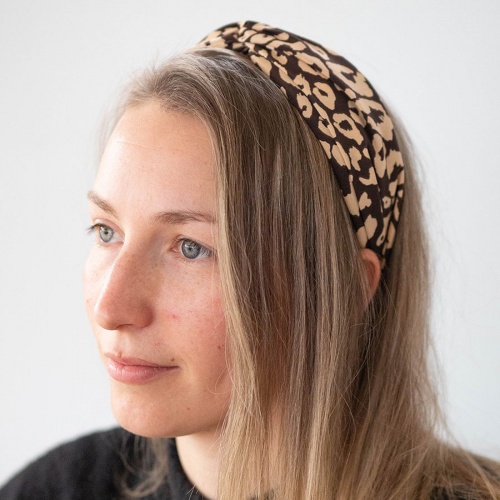 Animal Print Headband in Chocolate/Beige by Peace of Mind