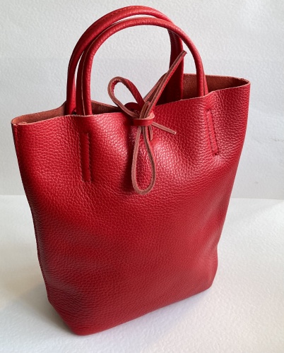 Small, Italian Leather Two Way Tote, Rosso by Hilly Horton Home