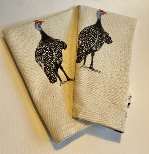 Linen, Guineafowl Tea Towel by Dees