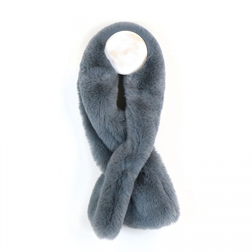 Faux Fur Loop-Through Scarf in Warm Grey by Peace of Mind