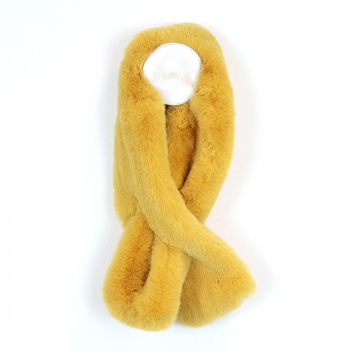 Faux Fur Loop-Through Scarf in Mustard by Peace of Mind