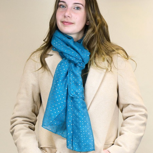 Teal Scarf with Rose Gold Triangle Print by Peace of Mind