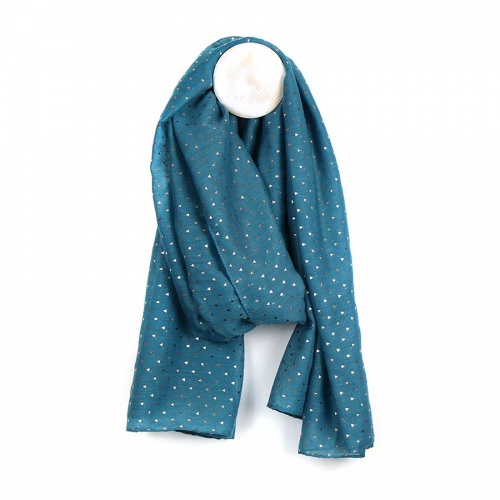Teal Scarf with Rose Gold Triangle Print by Peace of Mind