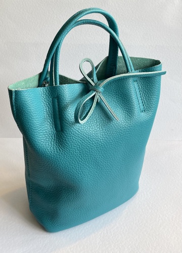 Small, Italian Leather Two Way Tote, Turchese by Hilly Horton Home