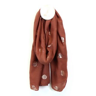 Rust Scarf with Rose Gold Skeleton Leaf Print by Peace of Mind