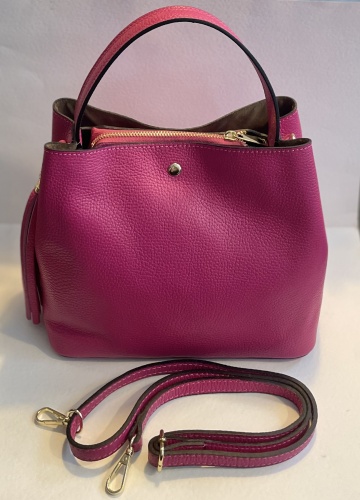 Fuschia Leather Tassle Handbag for Horton Home