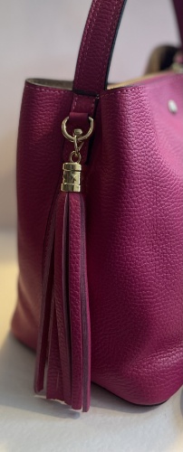 Fuschia Leather Tassle Handbag for Horton Home