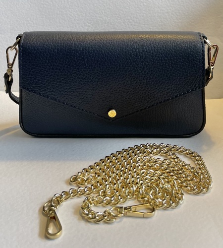 Small Italian Leather Duo Strap Handbag, Navy for Hilly Horton