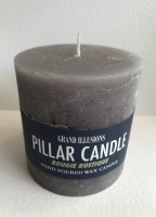 Rustic Pillar Candle 10cm x 10cm Grey by Grand Illusions