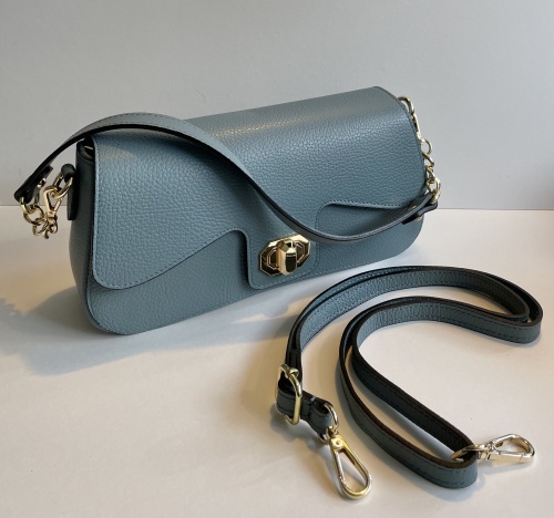 Soft Blue Duo Strap Leather Handbag by Hilly Horton Home