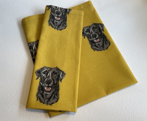 Mustard Black Labrador Tea Towel by Dees