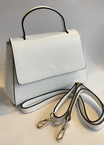Cool White Italian Leather Handbag by Hilly Horton Home