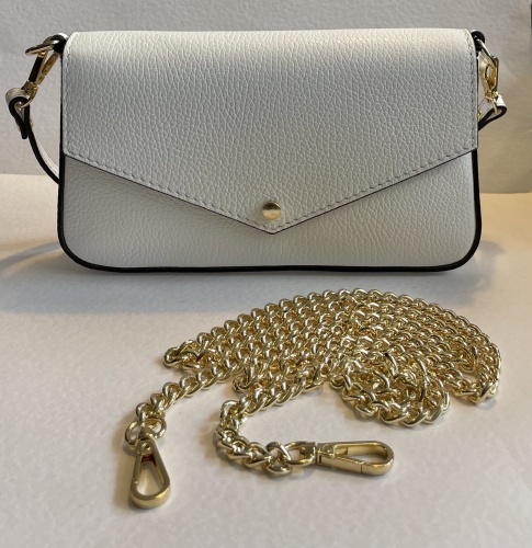 Small Italian Leather Duo Strap Handbag, White for Hilly Horton Home