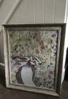 Extra Large Framed Embroidery ''Hector Hare'' by Ema Corcoran at The Hare in The Sweater