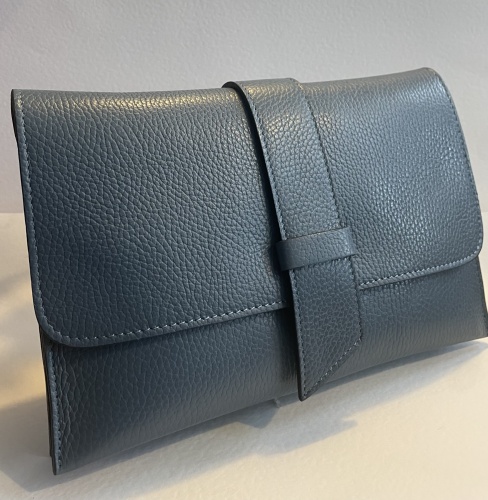 Navy Blue, Italian Leather Clutch Handbag for Hilly Horton Home