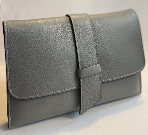 Warm Grey, Italian Leather Clutch Handbag for Hilly Horton Home