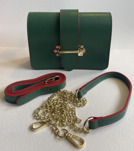 Green & Red Trim Multiway Leather Handbag for Hilly Horton Home