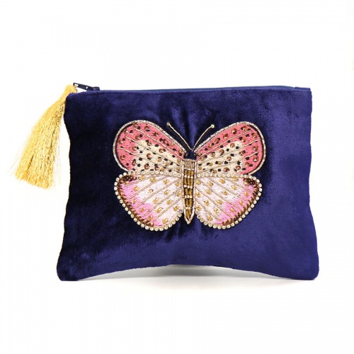 Harris Tweed Butterfly Purse (A0162 Brown/Blue) - That British Tweed Company