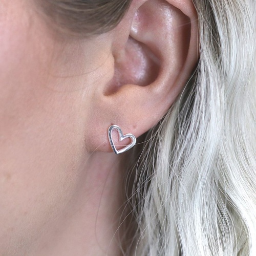 Sterling Silver Heart Cut-Out Earrings by Peace of Mind