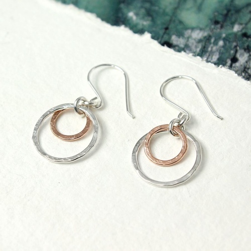Silver and Rose Double Hoop Earrings by Peace of Mind