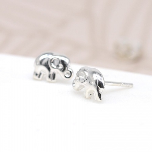 Smooth Sterling Silver Elephant Stud Earrings by Peace of Mind