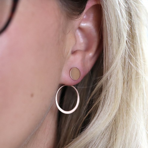 Sterling Silver Rose Gold Plated Disc and Hoop Earrings by Peace of Mind