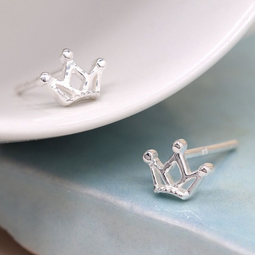 Sterling Silver Crown Stud Earrings by Peace of Mind