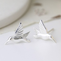 Sterling silver birds in flight stud earrings by Peace Of Mind